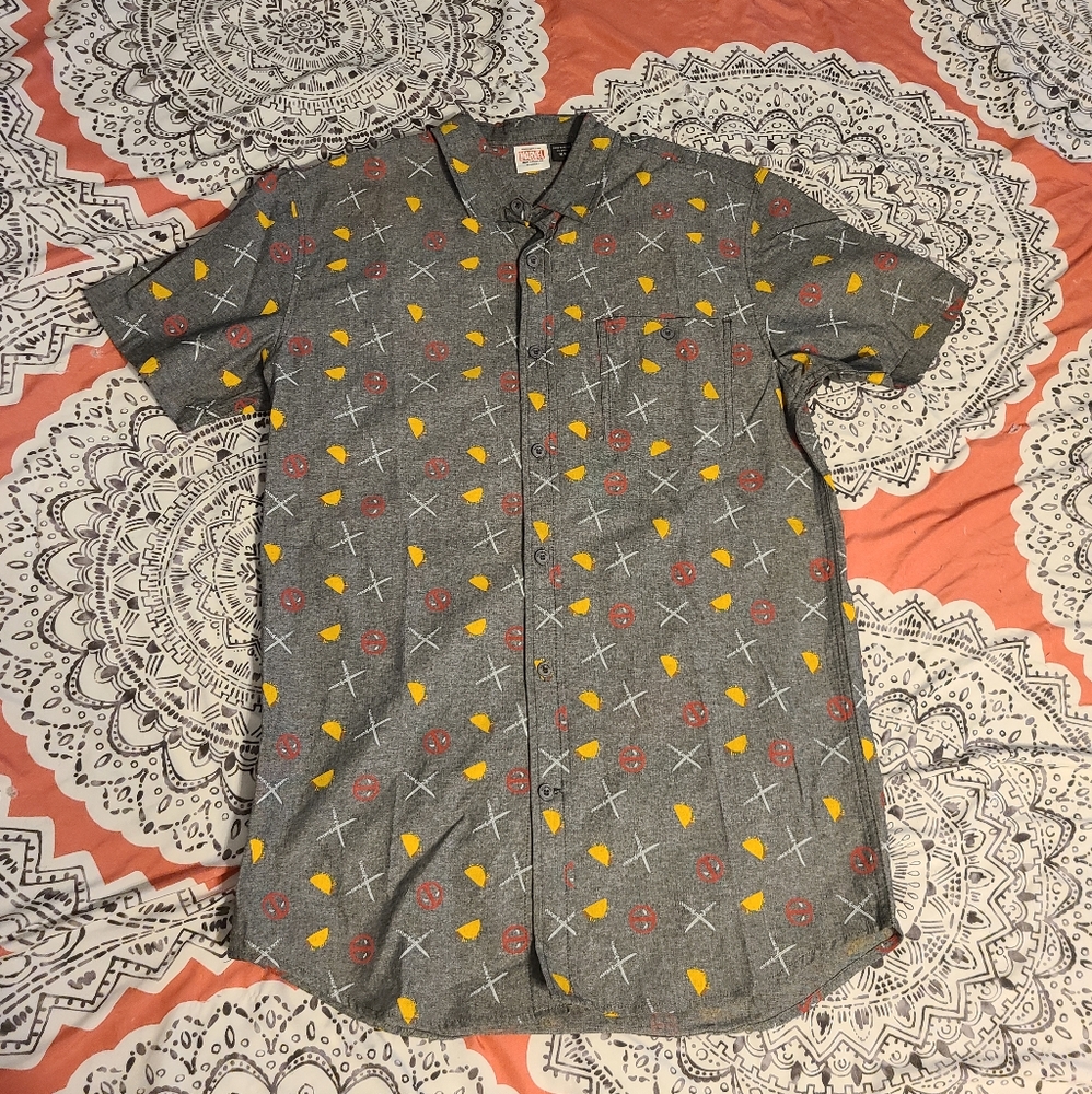 Men's Marvel Deadpool Button Up - image 1